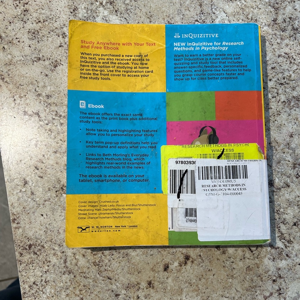 Research Methods in Psychology Third edition ISBN 0393617548